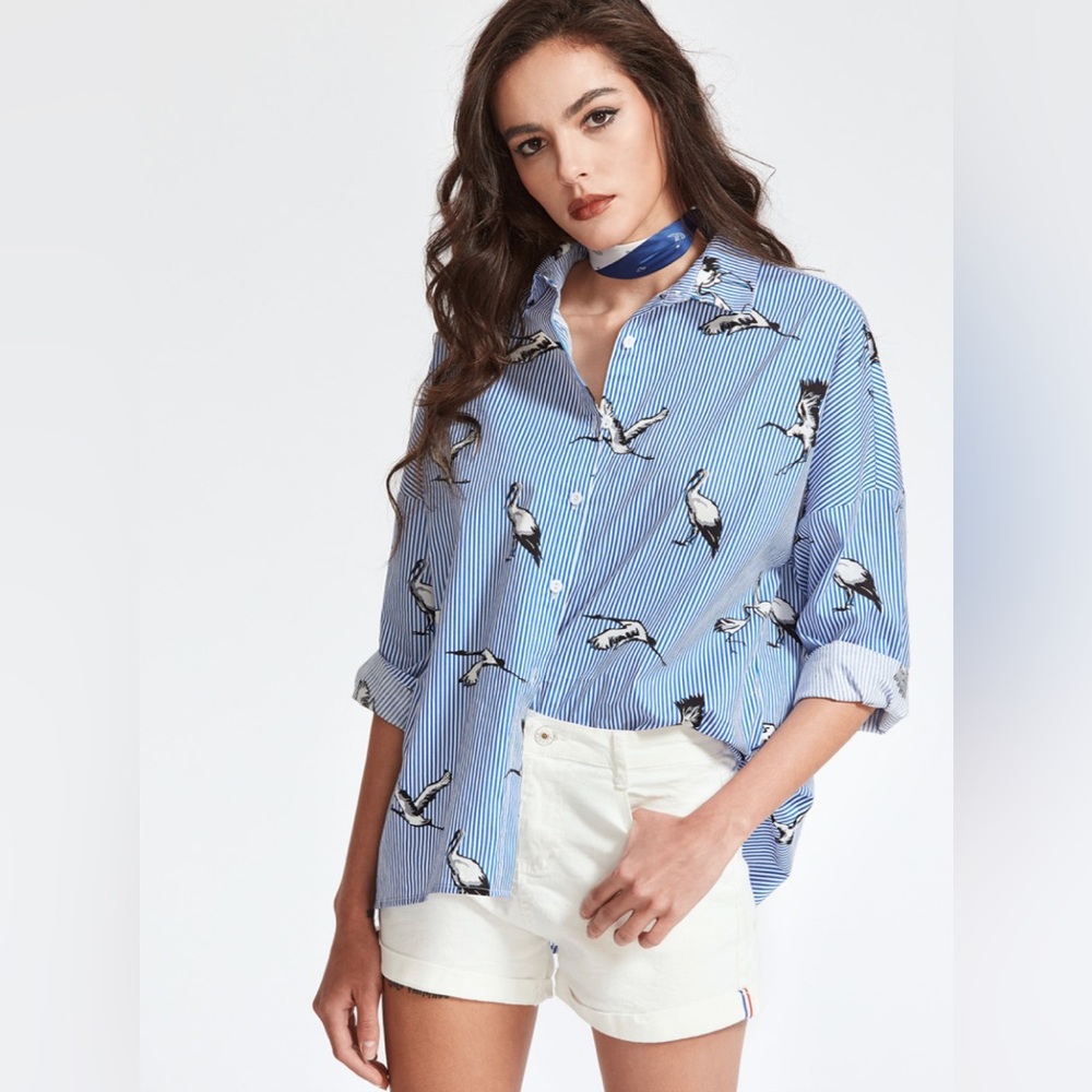 MAX JEANS Blue Striped PENGUIN Top